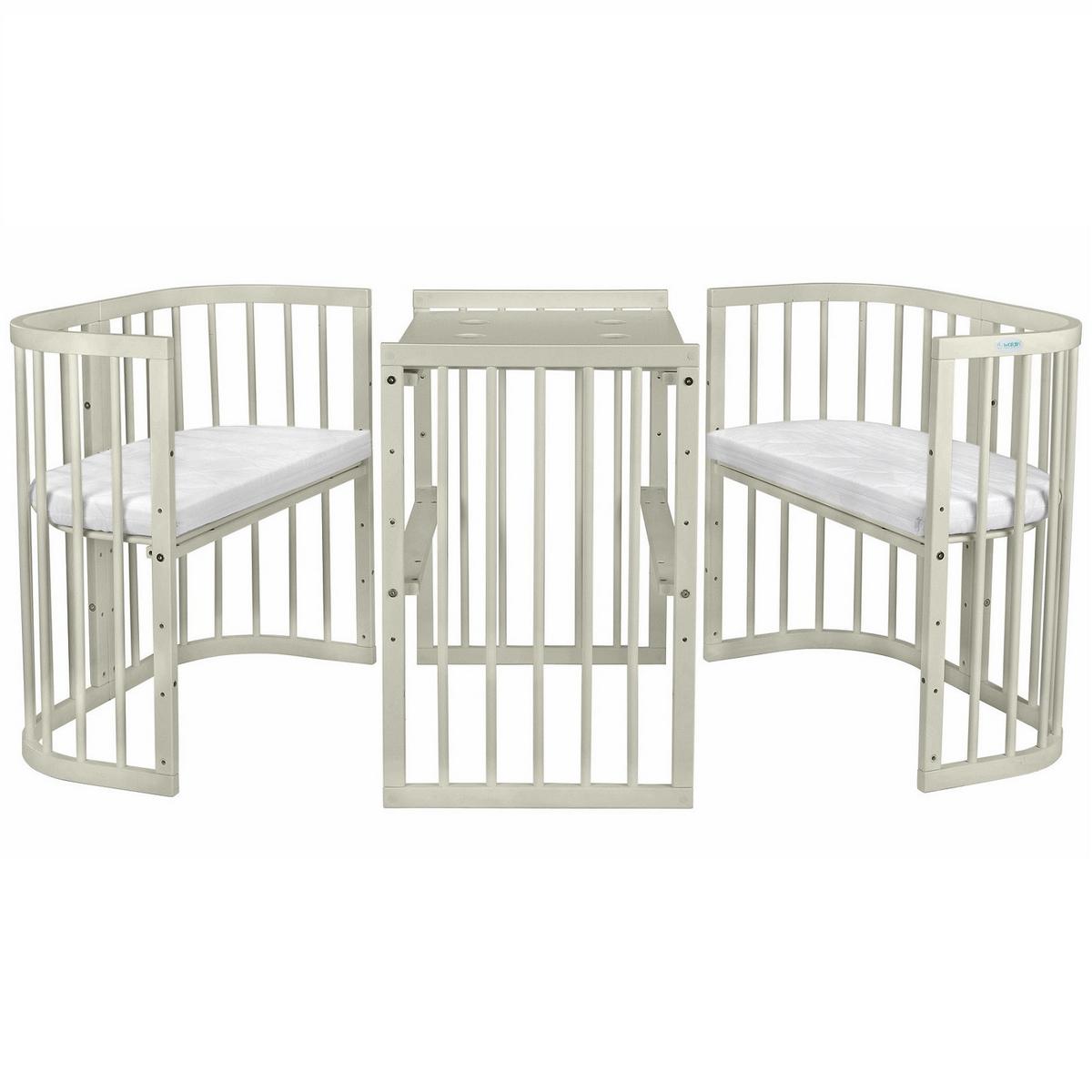 BABYBETT OLIVE, 7in1 mit Matratze - Olivgrün, Holz (73/123cm) - waldin