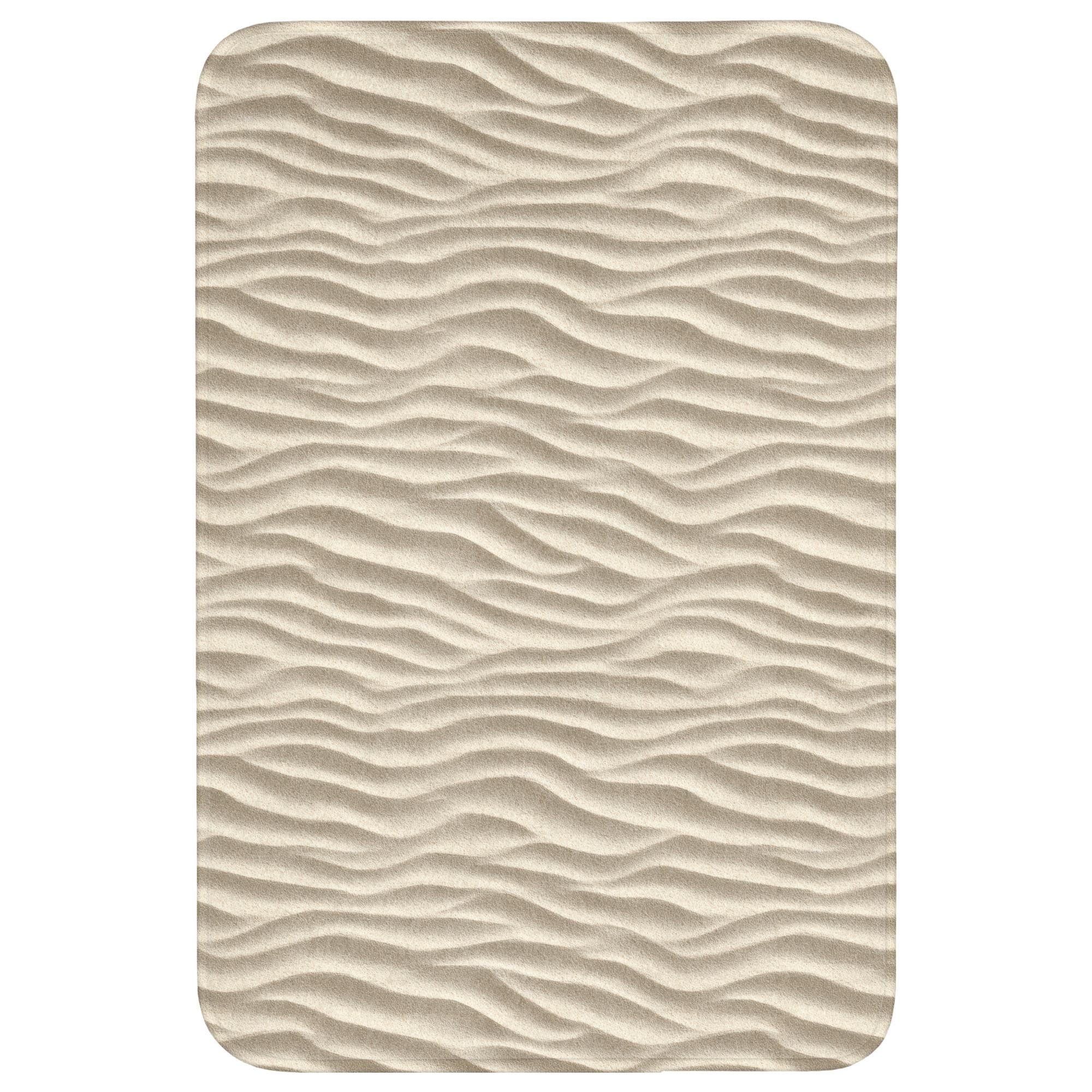 BADEMATTE Sand - Wellen - Beige Rutschfest 60x90 cm - Beige, Textil (60/90cm) - OnlyWow