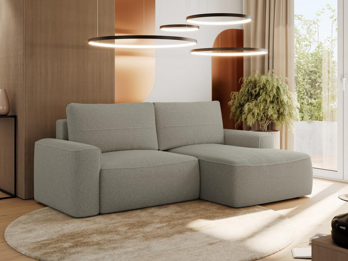 ECKSOFA BELLUNO L Hellgrau Boucle - Rechts - Hellgrau/Schwarz, Textil (233/144cm) - MKS