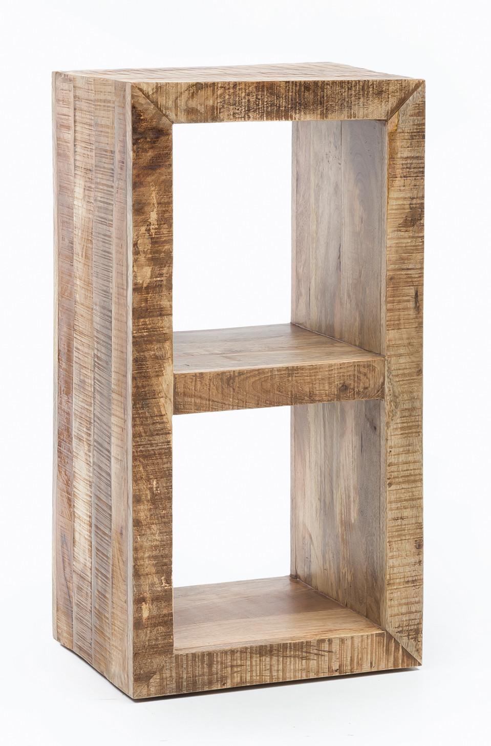 REGAL Massivholz Mango Cubeform Vintage EWA, Beige 45x35x90 cm - Beige, Holz (45/90/35cm) - KADIMA DESIGN