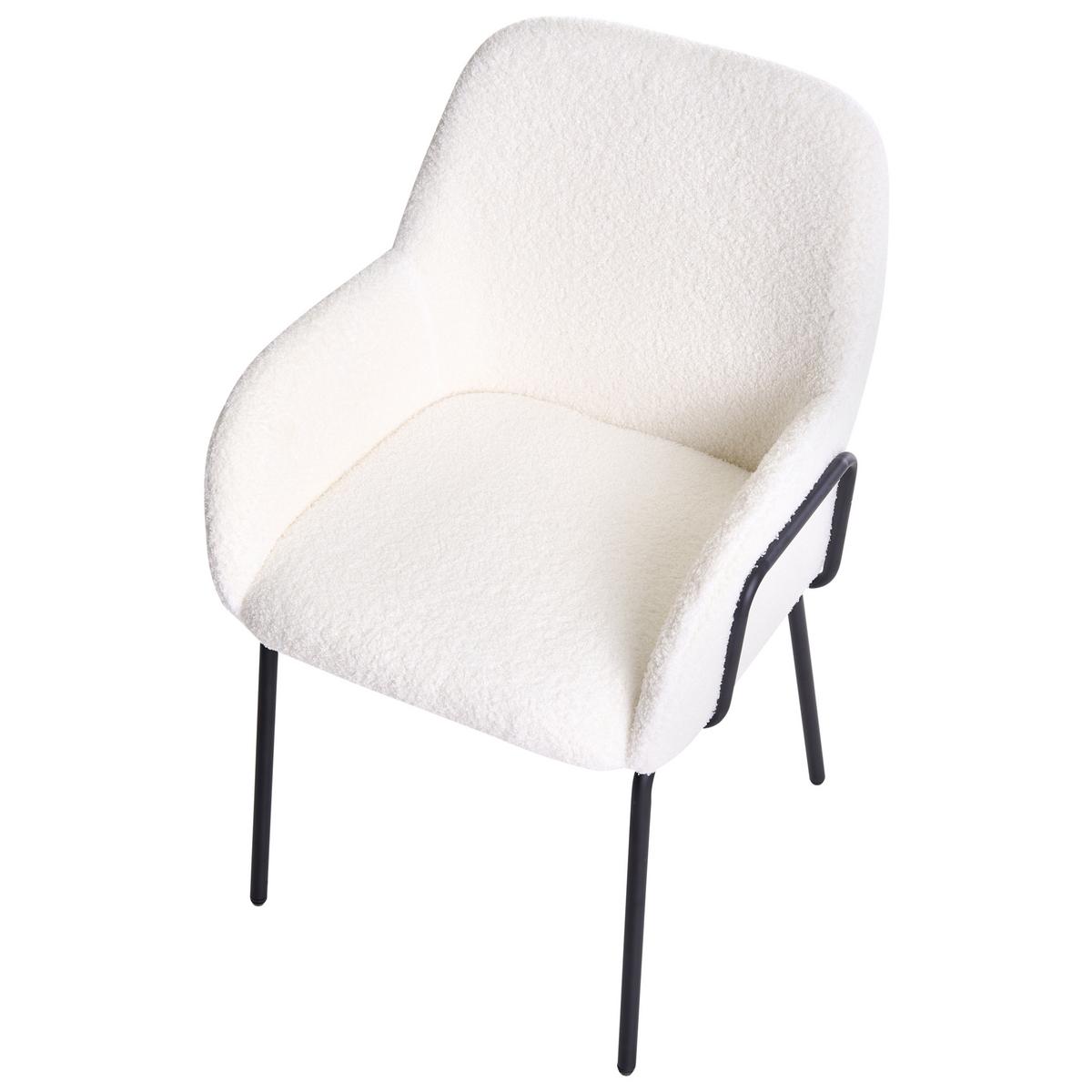 ESSZIMMERSTUHL Bouclé Cremeweiß Algona - Creme, Textil (50/84/67cm) - Beliani