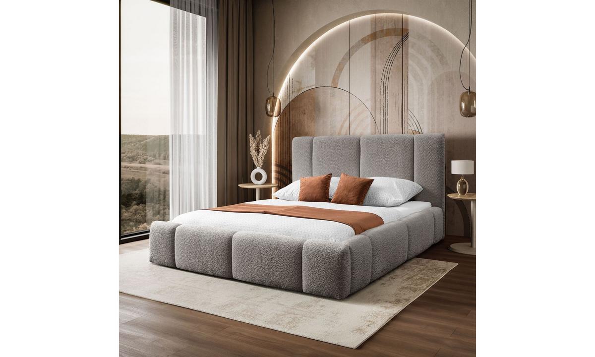 POLSTERBETT ELENA 160x200 cm Hellbraun (Anthology 6), 34 Holzlatten, Kopfteil 108 cm - Braun, Textil (160/200cm) - Lookway