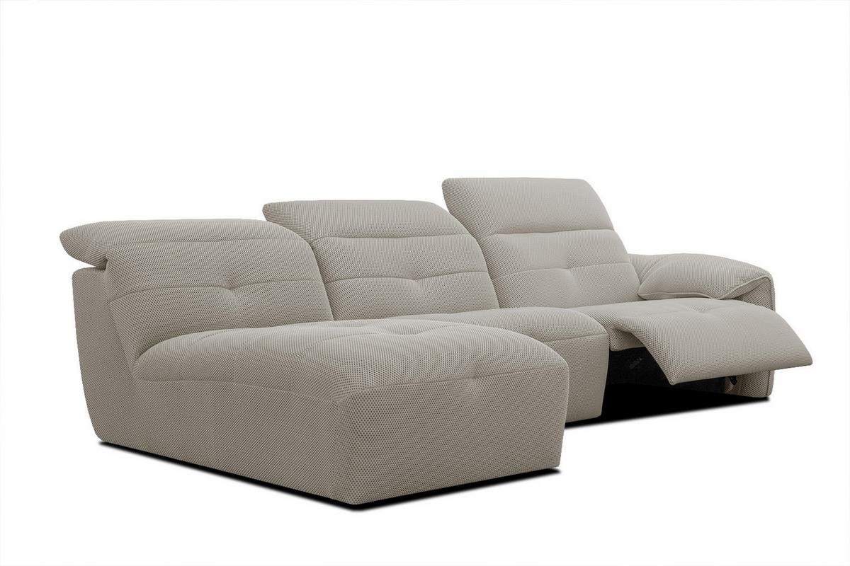 ECKSOFA TRENTO 4-Sitzer mit 1 Relaxfunktion, beige - Beige/Schwarz, Holzwerkstoff/Kunststoff (165/262cm) - Wozimo