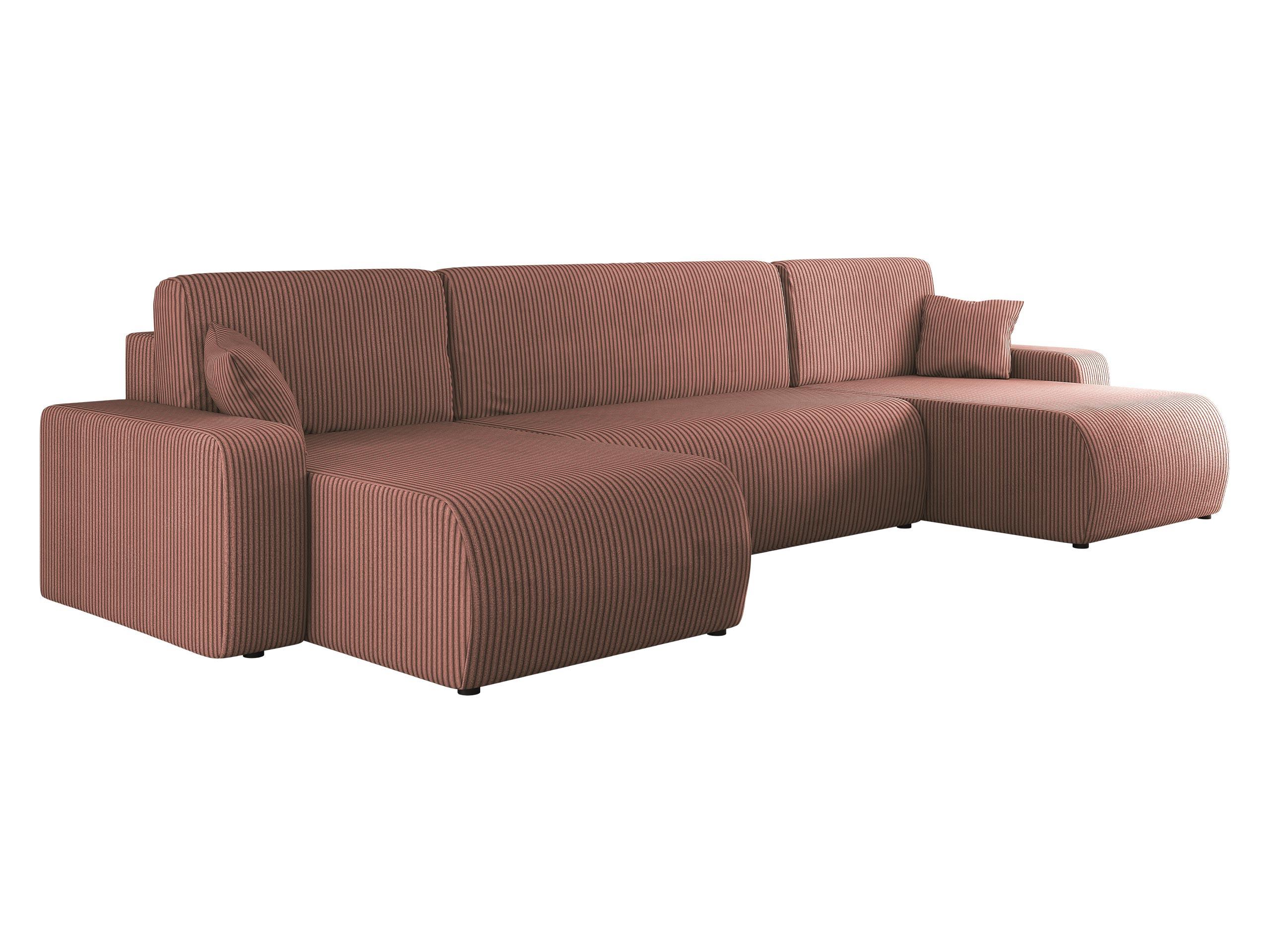 WOHNLANDSCHAFT Piano U Cord - Schwarz/Rosa, Holz/Kunststoff (312/82/145cm) - MIRJAN24