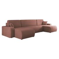 WOHNLANDSCHAFT Piano U Cord - Schwarz/Rosa, Holz/Kunststoff (312/82/145cm) - MIRJAN24