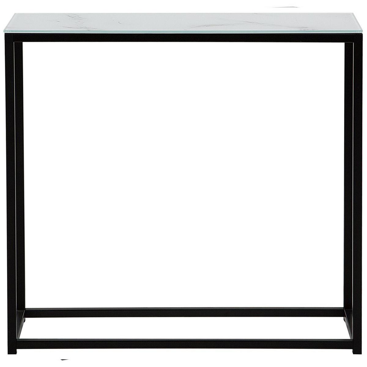 KONSOLENTISCH Marmor Optik weiß/schwarz Delano - Schwarz/Weiß, Glas (30/80/76cm) - Beliani