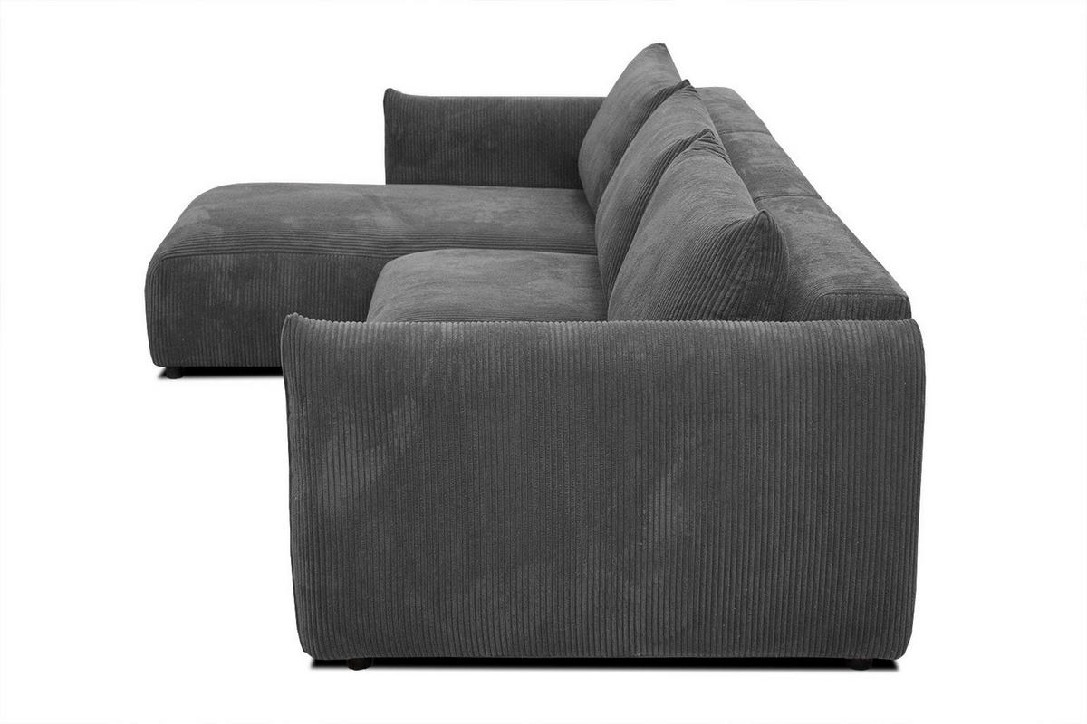 ECKSOFA TAUER 5-Sitzer, dunkelgrau - Dunkelgrau/Schwarz, Holzwerkstoff/Kunststoff (173/294cm) - Wozimo