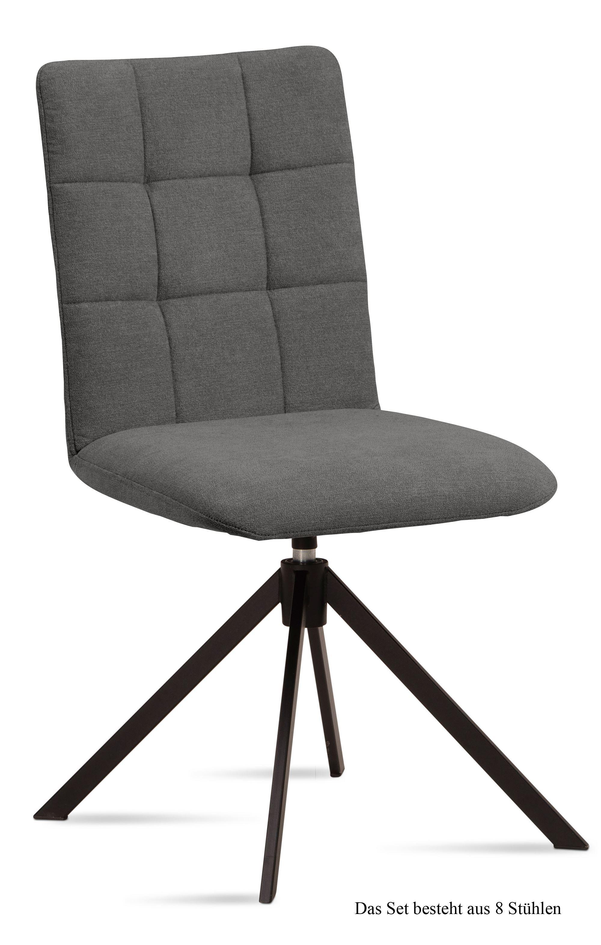 ESSZIMMERSTUHL drehbar (8er-Set) Debora 47x91x60 Schwarz/Grau - Schwarz/Grau, Kunststoff (60/91/47cm) - 58aufmkessel