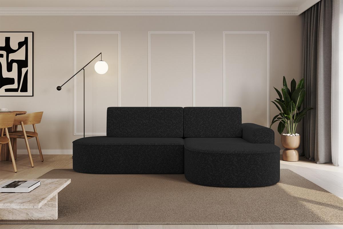ECKSOFA mit Schlaffunktion und Bettkasten Ottomane Rechts MARI-L1-S - 283x167x73 cm Schwarz Tissu - Schwarz, Holzwerkstoff/Kunststoff (167/283cm) - ALTDECOR