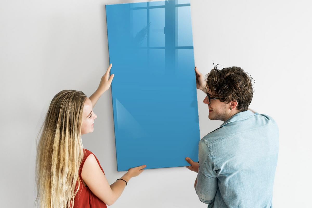 MAGNETTAFEL 60x120 Blau schwarzer Marker - Blau, Glas (60/0.4/120cm) - TULUP