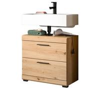 WASCHBECKENUNTERSCHRANK Eiche Artisan 60 cm, Badezimmer Unterschrank mit Schubkästen - Schwarz/Eiche Artisan, Holzwerkstoff/Kunststoff (60/56/34cm) - Inn.Furn