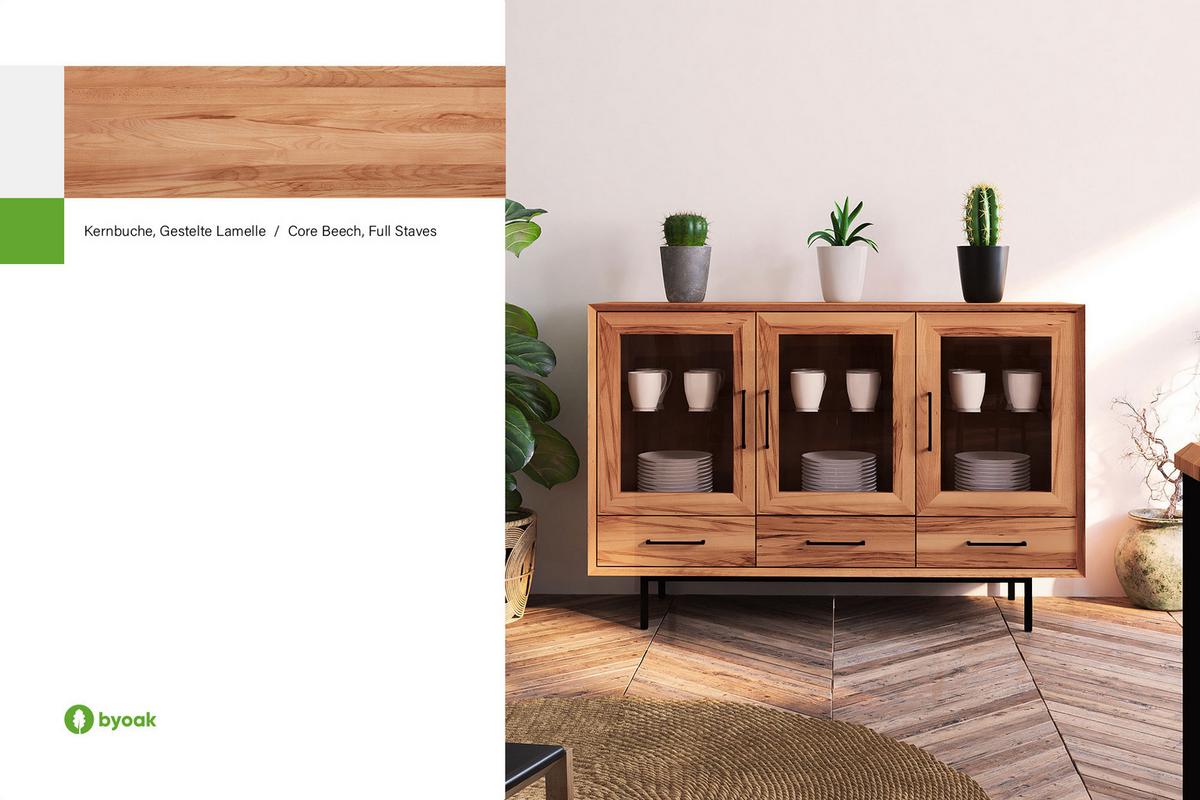 SIDEBOARD LEON Kernbuche - Kernbuche, Holz (144/95/45cm) - byoak
