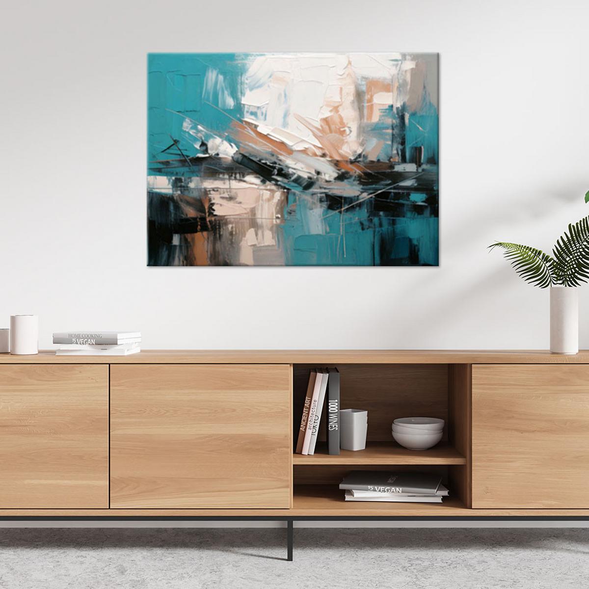 LEINWANDBILD Abstraktion 60x40cm - Türkis, Textil (60/40cm) - Feeby