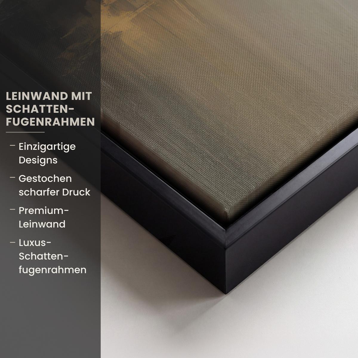 LEINWAND Bilder mit Rahmen - Hügel - Abstrakt - Kreuz - Christentum - 50x70 - Beige, Textil (50/70cm) - MuchoWow