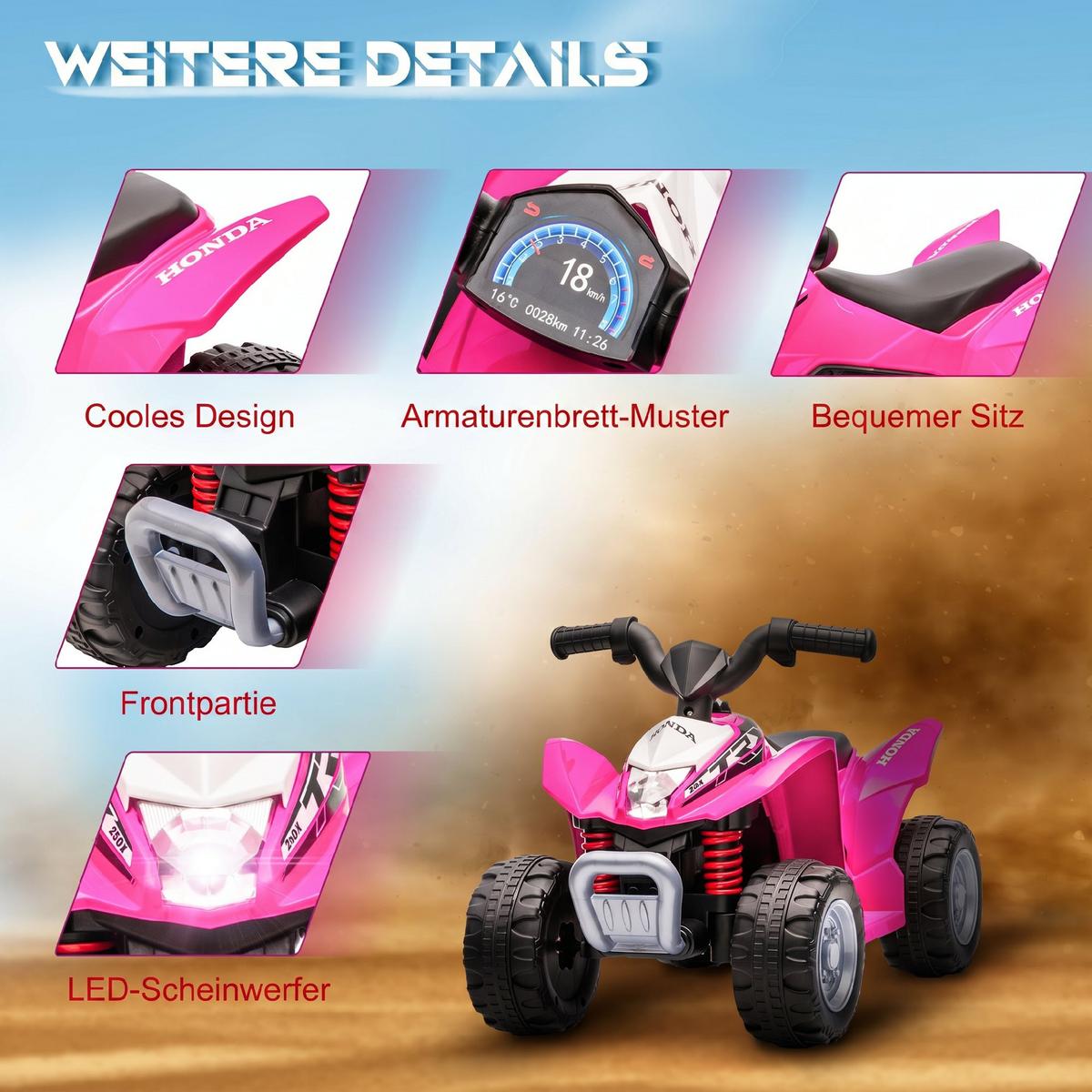 KINDERQUAD Kunststoff Metall Rosa - Rosa, Kunststoff (65.5/38.5/43.5cm) - AIYAPLAY