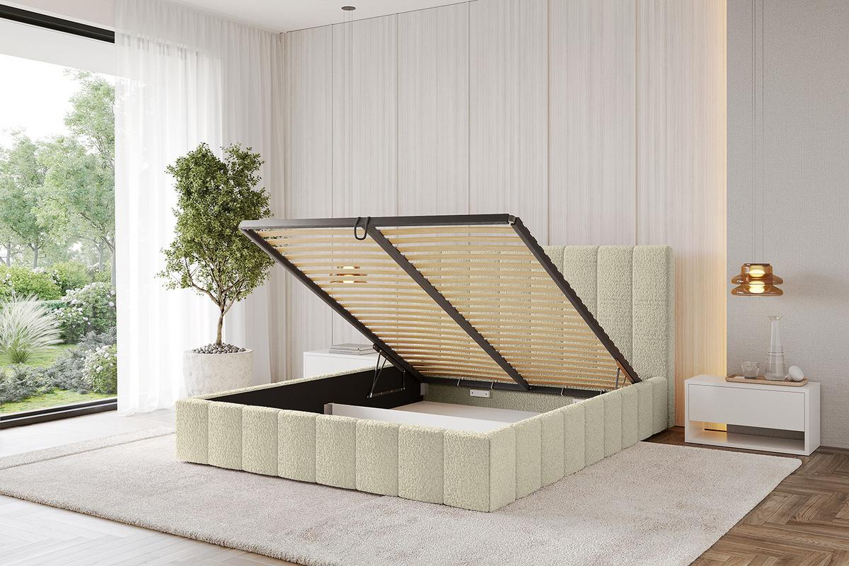 POLSTERBETT mit Bettkasten und Lattenrost, Bett mit Matratze H3/H4 - FINO 180x200 Beige - Taupe, Holzwerkstoff/Textil (180/200cm) - ALTDECOR
