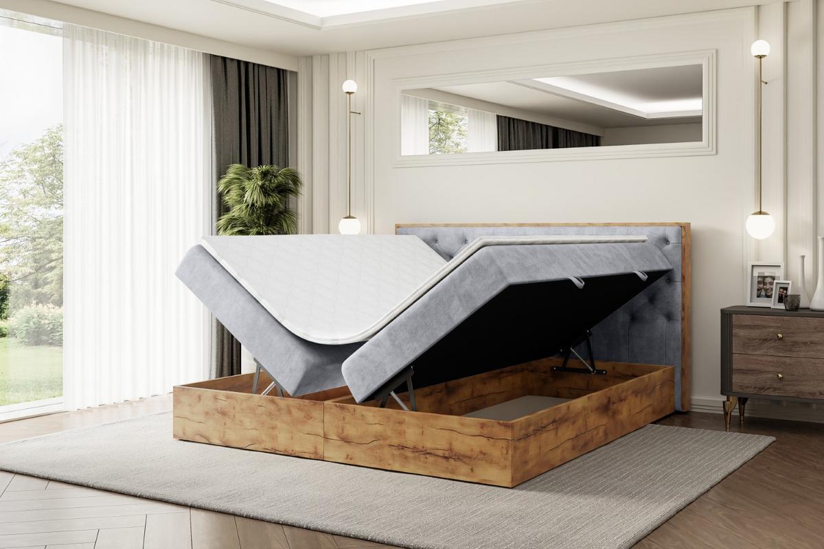 BOXBETT mit Matratze H3 und Lattenrost - LOLLI3 - 140x200 - Hellgrau - Grau, Holzwerkstoff/Kunststoff (140/200cm) - ALTDECOR