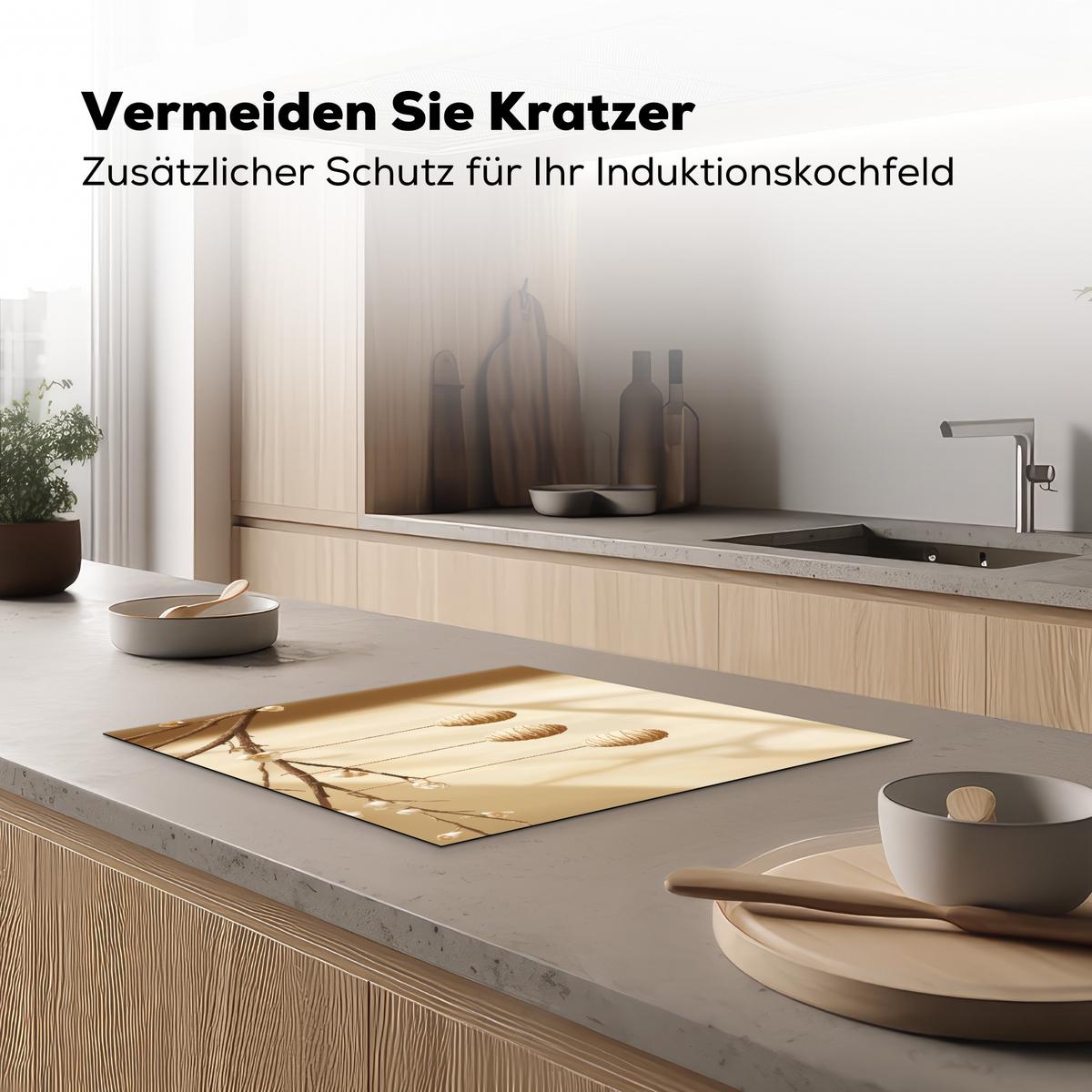 HERDABDECKPLATTE Beige - Osterkuchen - Eier Abdeckung Ceranfeld 58.3x51.3 cm - Beige, Kunststoff (58.3/51.3/0.2cm) - MuchoWow