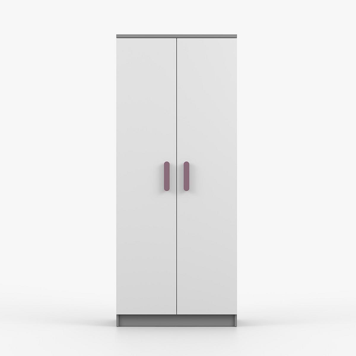 DREHTÜRENSCHRANK 80/192/50 cm 2-türig Jonas II 06 Grau/Weiß + erikafarbene Griffe - Zwetschgefarben/Weiß, Holz/Holzwerkstoff (80/192/50cm) - imoebel24