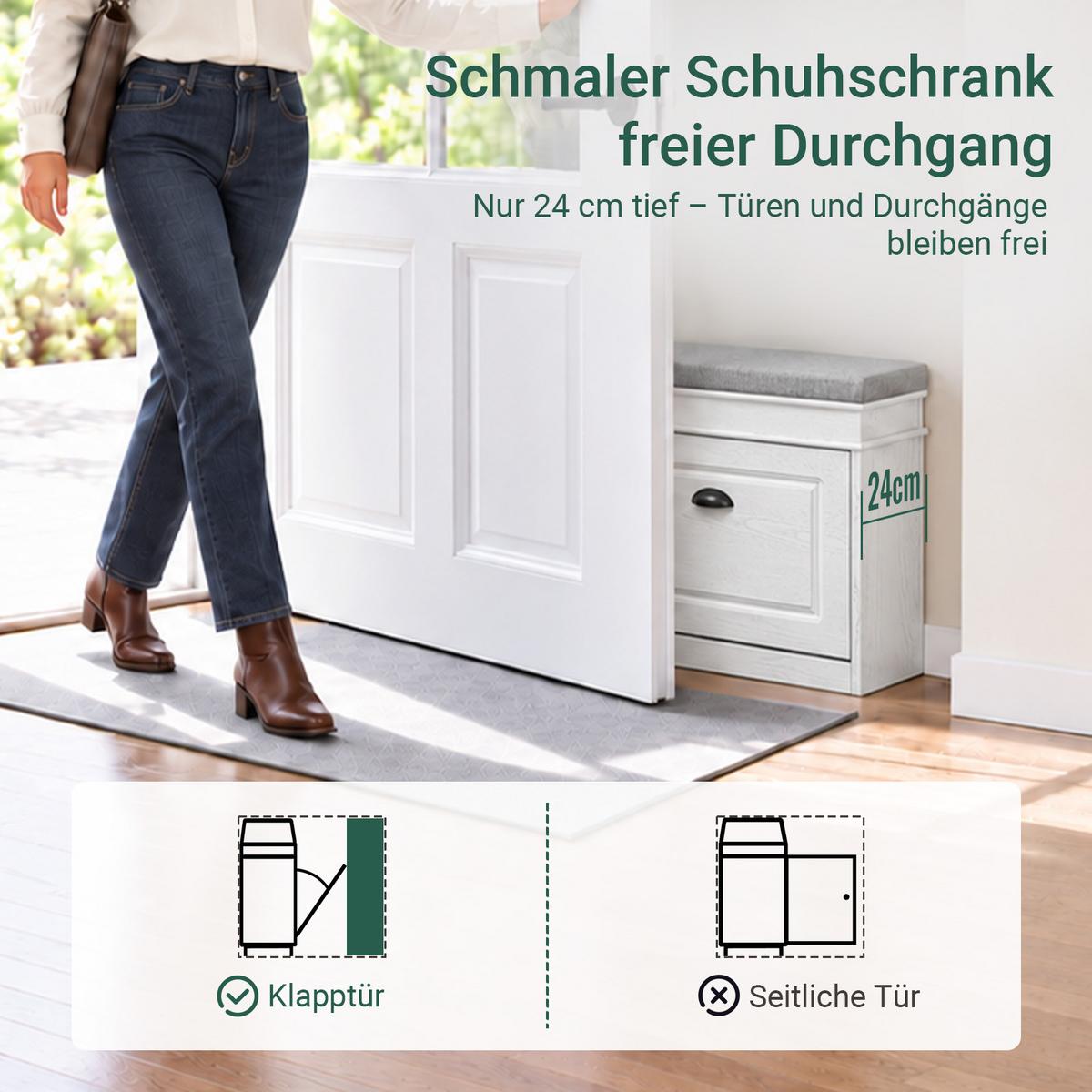 SCHUHBANK Weiß - Weiß, Holzwerkstoff (61/51/24cm) - SoBuy