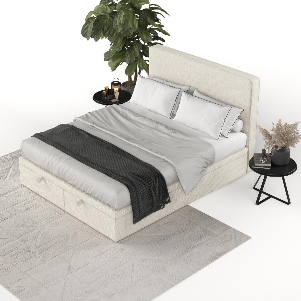 POLSTERBETT Hush mit Stauraum 180/200 cm Hellbeige im Alta Stoff - Sandfarben/Schwarz, Holz/Holzwerkstoff (180/200cm) - AltaBeds