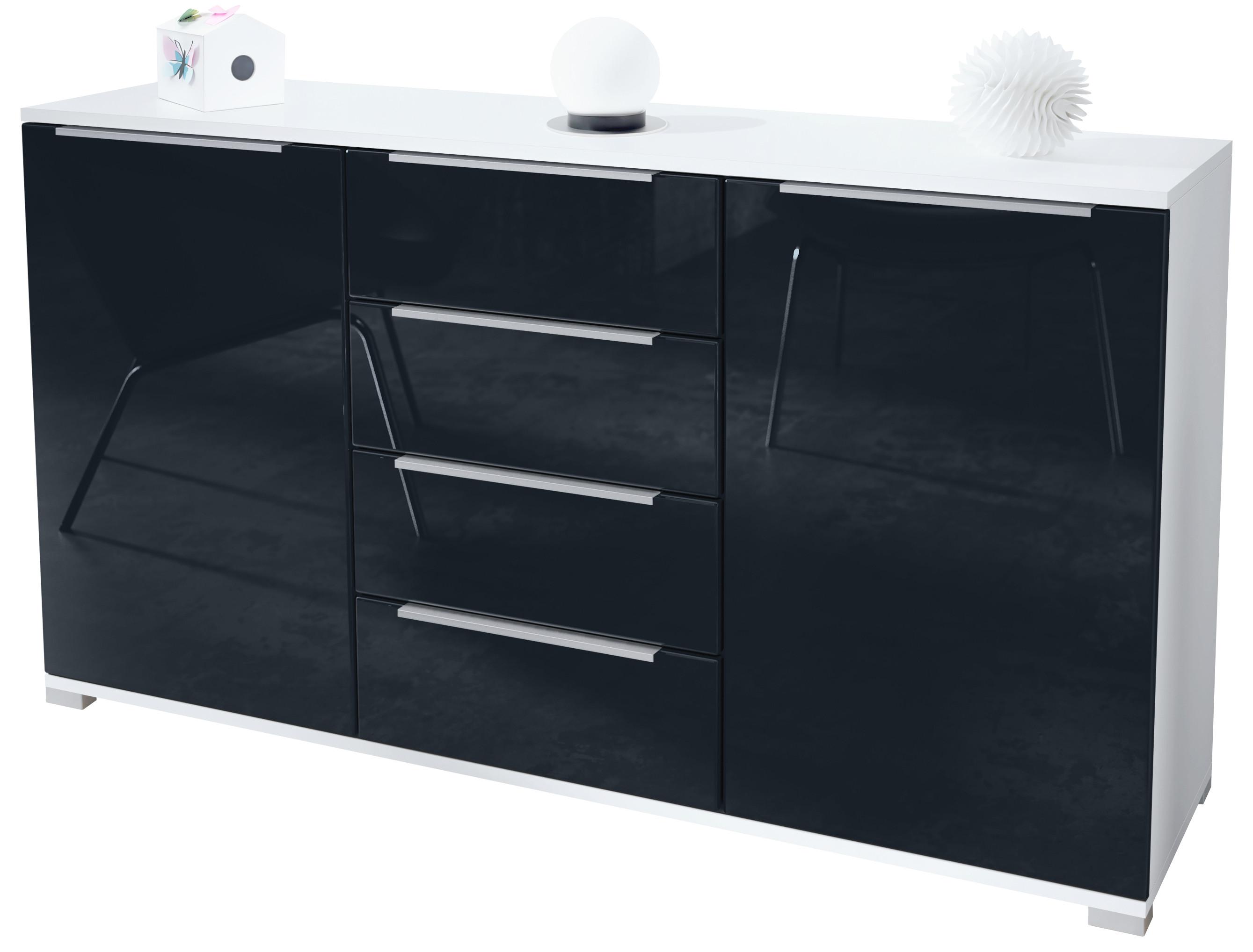SIDEBOARD Linio Schwarz Hochglanz - Schwarz Hochglanz, Holzwerkstoff (138.5/75.5/35cm) - Vladon