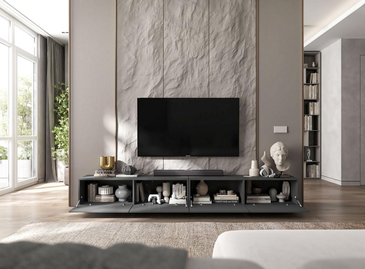 TV-LOWBOARD 2-er Set Enjoy Grau Matt Loft 120 cm - Grau, Holzwerkstoff (240/37/35cm) - Meble Lindner