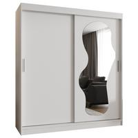 SCHIEBETÜRENSCHRANK mit Spiegel ULTRA 200/180/62 2-türig - Silberfarben/Weiß, Holz (180/200/62cm) - MÖBEL KRYSPOL