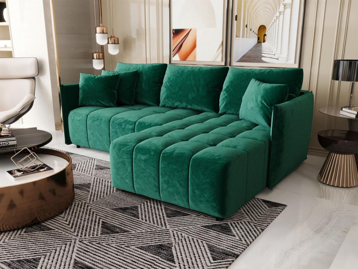 ECKSOFA Treviso - Grün, Holzwerkstoff/Textil (245/185cm) - Fun Möbel