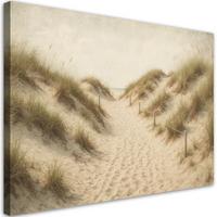 LEINWANDBILD Strand Dünen im Shabby Chic Stil 90x60cm - Beige, Textil (90/60cm) - Feeby