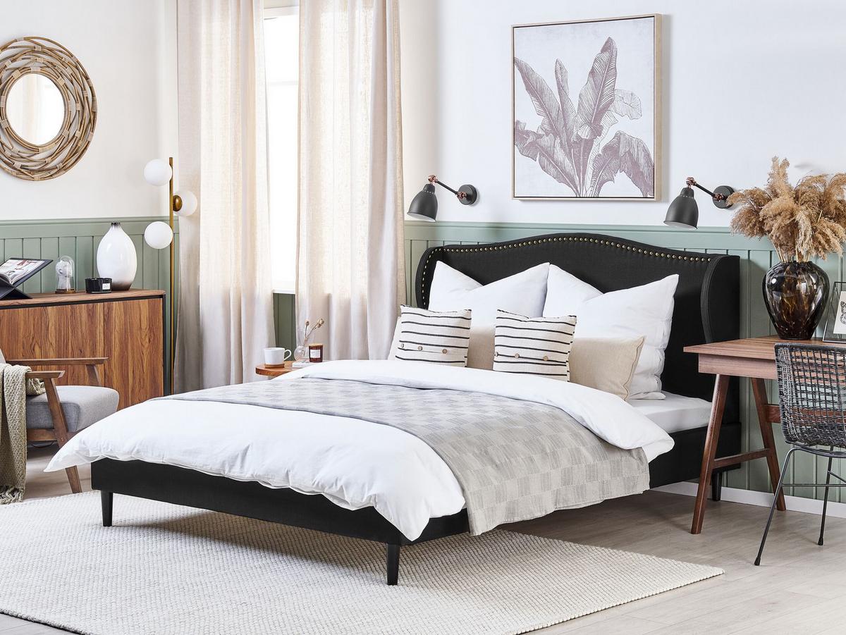 POLSTERBETT 180/200cm Schwarz Colmar - Schwarz, Textil (180/200cm) - Beliani