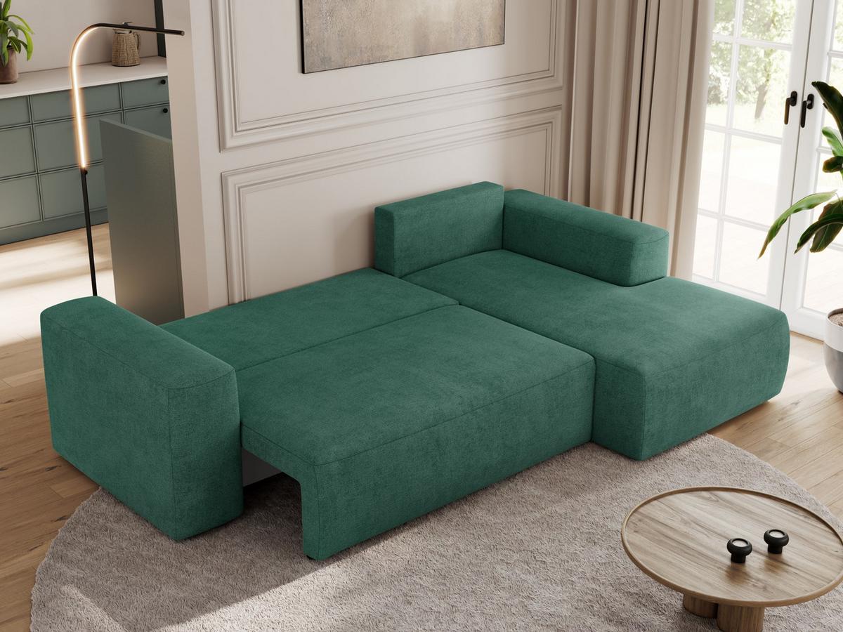 ECKSOFA TRENTINO L Grün Stukture - Rechts - Schwarz/Grün, Kunststoff/Textil (164/266cm) - MKS