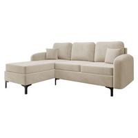 ECKSOFA Venice, Seite: Links - Schwarz/Naturfarben, Holz/Textil (225/172cm) - MIRJAN24