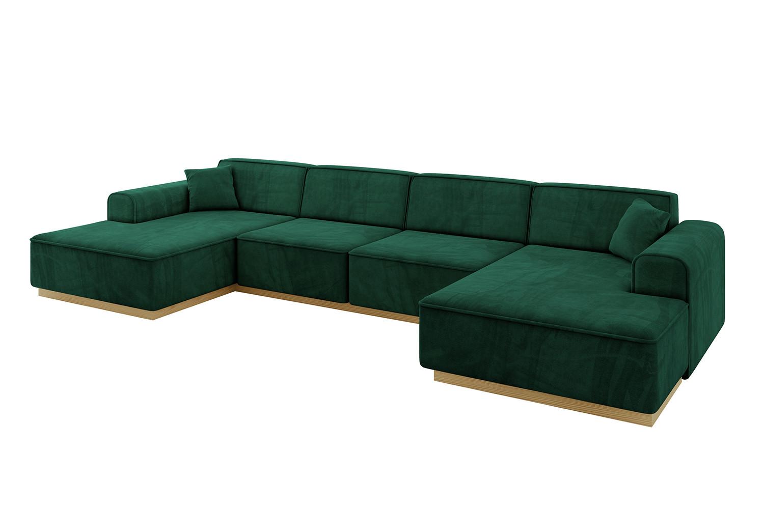 WOHNLANDSCHAFT IREA-U2-v2 - 386x165x80 cm Grün - Dunkelgrün, Holzwerkstoff/Textil (386/80/165cm) - ALTDECOR