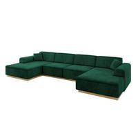 WOHNLANDSCHAFT IREA-U2-v2 - 386x165x80 cm Grün - Dunkelgrün, Holzwerkstoff/Textil (386/80/165cm) - ALTDECOR