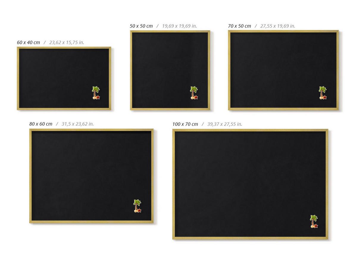 MAGNETTAFEL 60x40 cm Goldener Rahmen Farbe Schwarz - Anthrazit, Metall (60/50/0.4cm) - TULUP