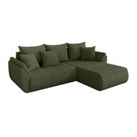 ECKSOFA mit Schlaffunktion Ottomane Rechts TOKO-L 277x194x86 Grün Bouclé - Schwarz/Olivgrün, Holzwerkstoff/Kunststoff (277/194cm) - ALTDECOR