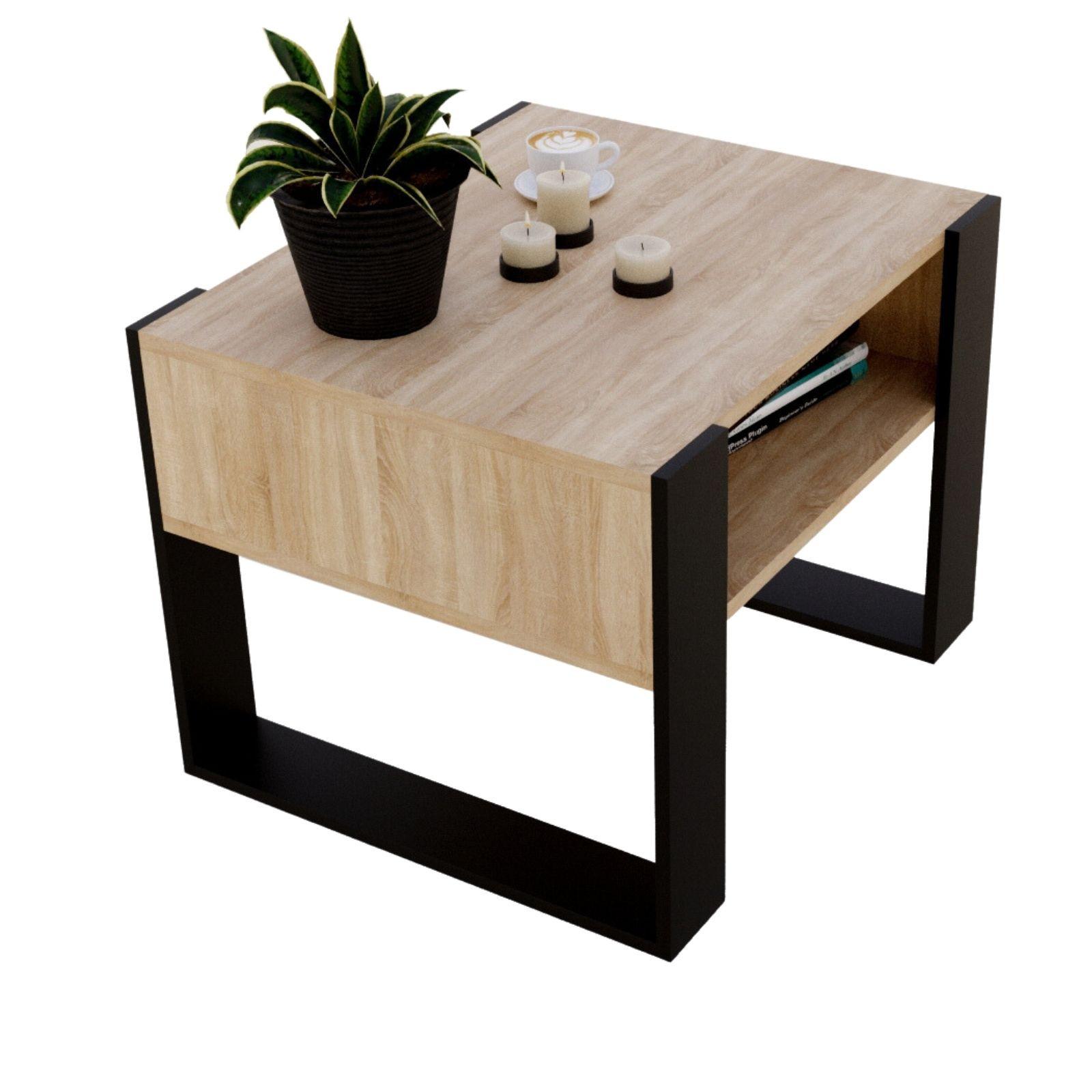 COUCHTISCH Karo65 65/45/53,6 - Eichefarben/Schwarz, Holzwerkstoff (53.6/65/45cm) - RAUMHIRSCH FURNITURE