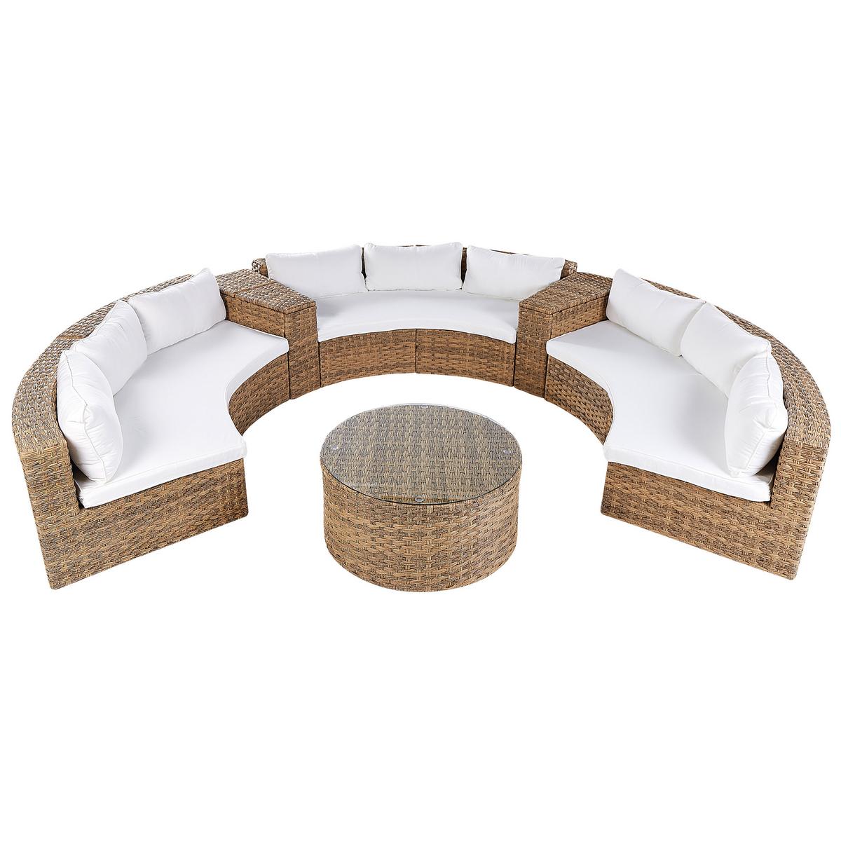 LOUNGE SET PE Rattan hellbraun Severo - Hellbraun/Weiß, Kunststoff - Beliani