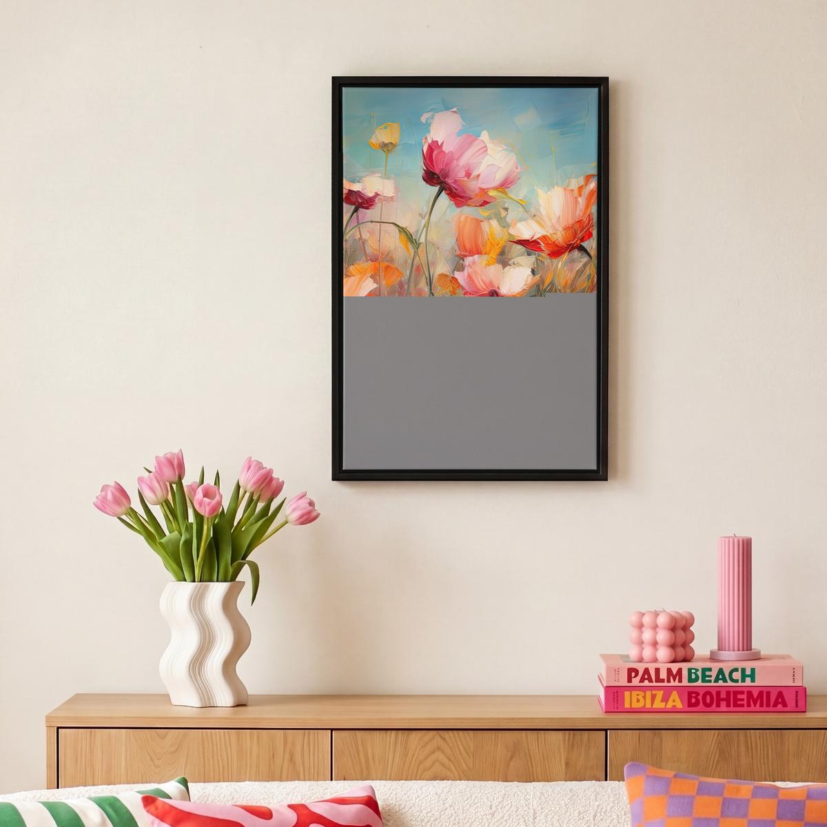 LEINWAND Bilder mit Rahmen - Blumen - Aquarell - Kunst - Botanisch - Natur - 20x30 - Orange, Textil (20/30cm) - MuchoWow