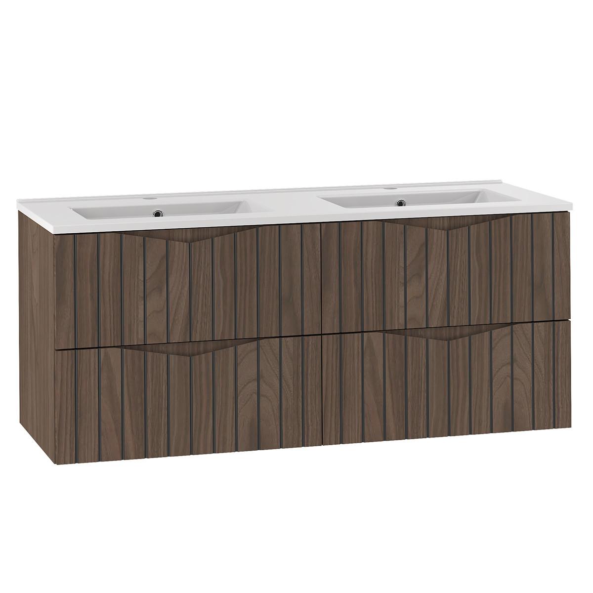 BADMÖBEL 120cm Siena 2er-Set Holz und Schwarz - Braun, Holzwerkstoff (120/50/45.8cm) - Petits-meubles