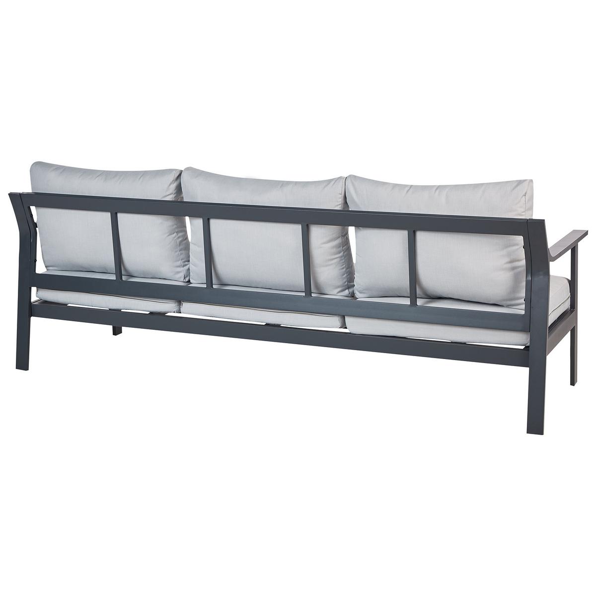 GARTENSOFA 3-Sitzer Grau Kiato - Hellgrau, Metall (225/77/80cm) - Beliani