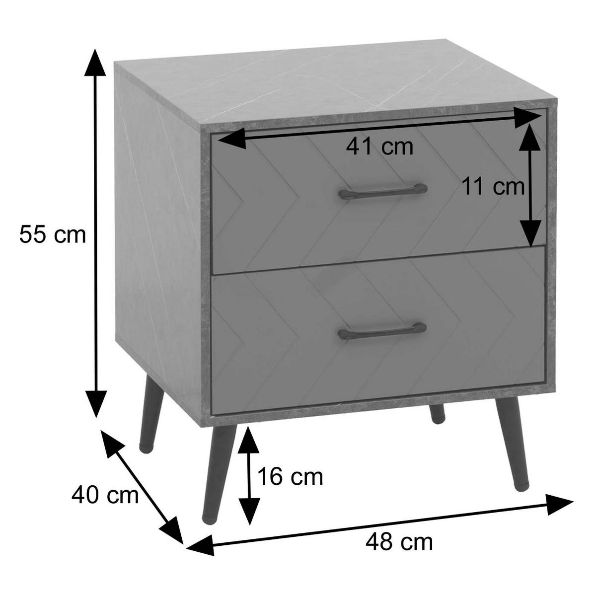 NACHTTISCH rechteckig Grau - Grau, Holz (48/55/40cm) - MCW