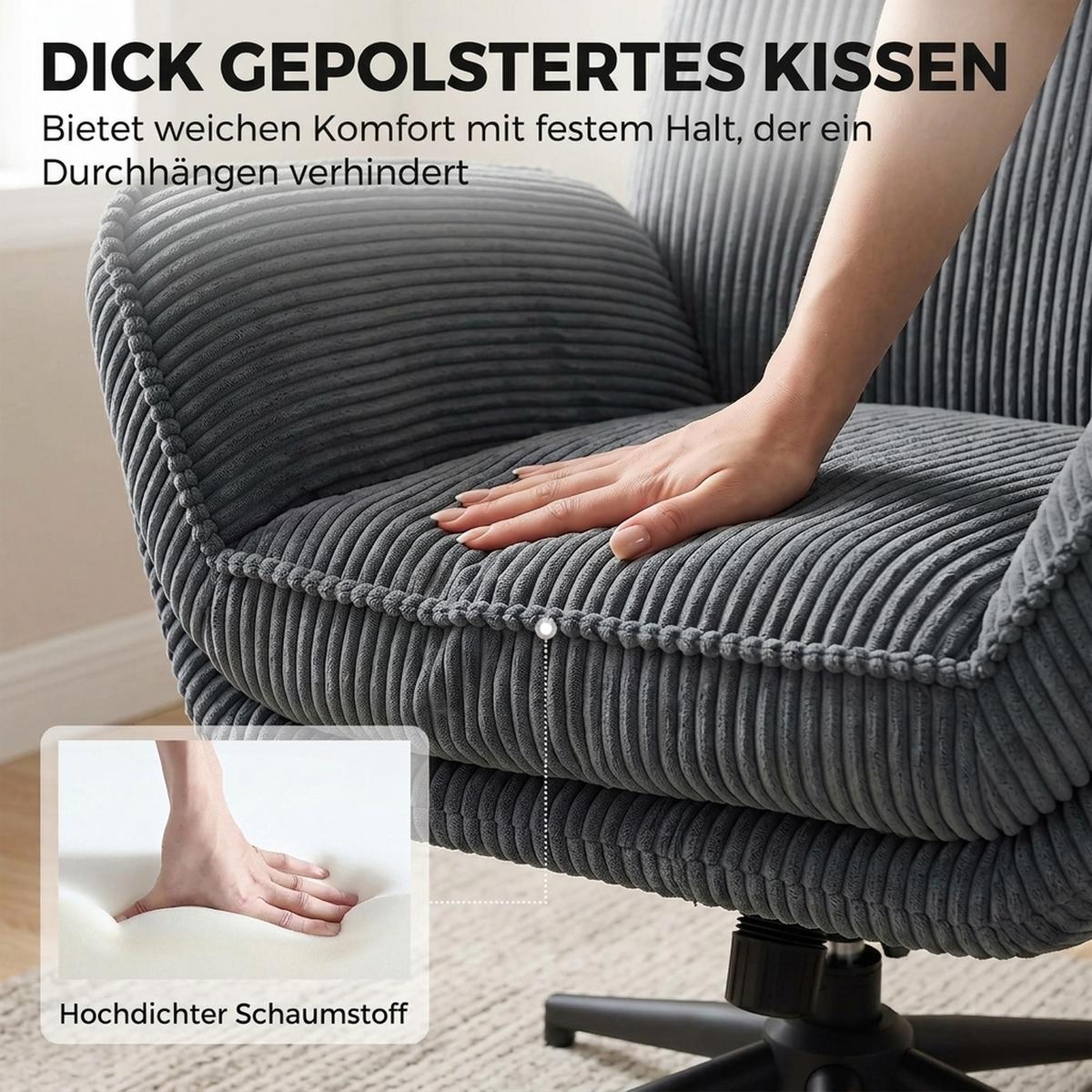 RELAXSESSEL mit Hocker Polyester Grau - Schwarz/Grau, Textil/Metall (72/107/83cm) - HOMCOM