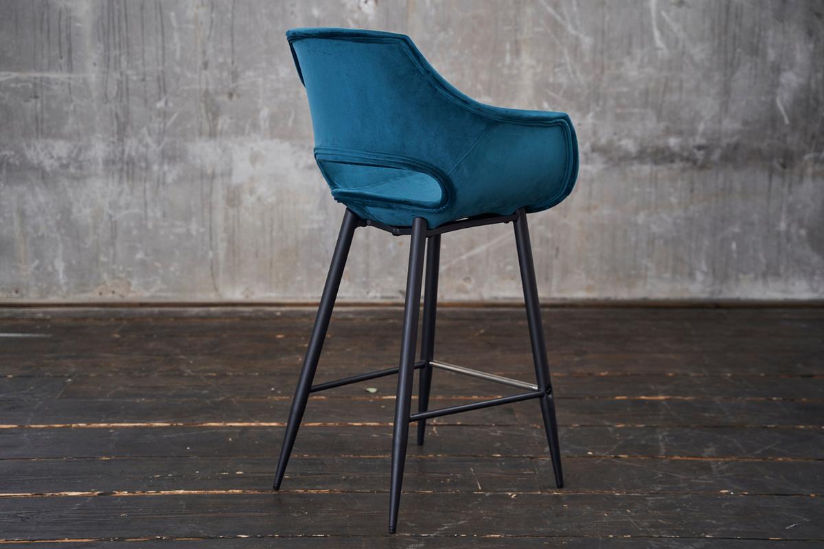 BARHOCKER ZAJA Blau Velvet - Blau, Textil (57/114/59cm) - KAWOLA