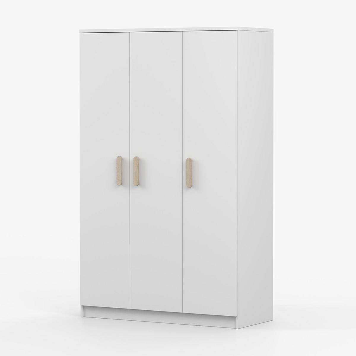 KLEIDERSCHRANK Jonas I 2D 19, 120/192/50, 3-türig, weiß - Weiß/Sonoma Eiche, Holzwerkstoff (120/194/50cm) - imoebel24