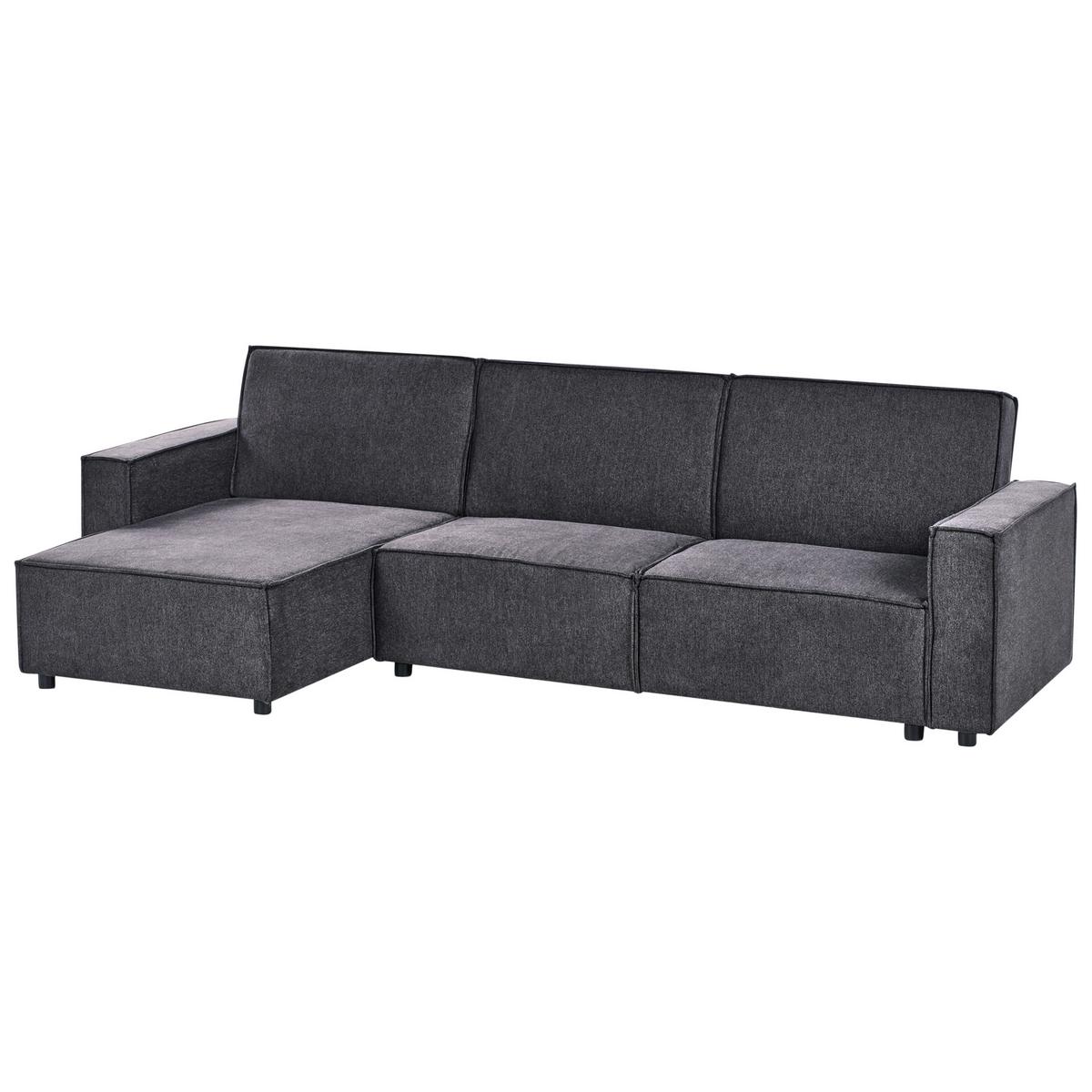 ECKSCHLAFSOFA 3-Sitzer Stoff Graphitgrau rechtsseitig Romedal Ii - Graphitfarben, Textil (290/173cm) - Beliani