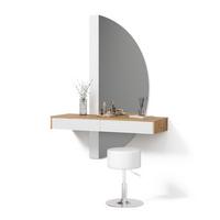 SCHMINKTISCH Ascona Weiß mit LED Beleuchtung und Hocker - Weiß, Holzwerkstoff (120/161.1/40cm) - Livinity®