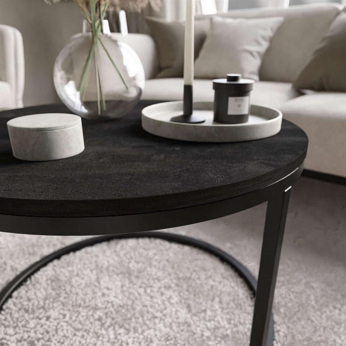COUCHTISCH CIRI dunkler Beton - Schwarz, Holzwerkstoff (60/60/42cm) - Lookway