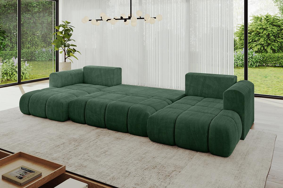 WOHNLANDSCHAFT CLOUD-U-v1 405x185x90 Grün Cord - Grün, Holzwerkstoff/Kunststoff (405/90/185cm) - ALTDECOR